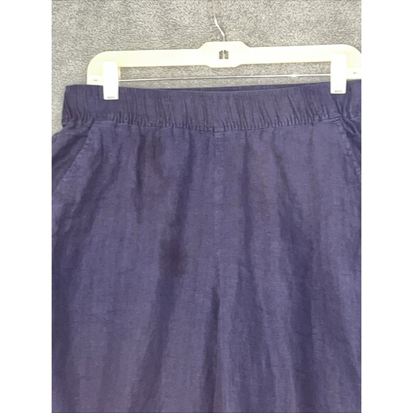 Tahari Womens Wide Leg Linen Pants Size Large Blue Cropped Beach Costal Travel - Picture 3 of 9